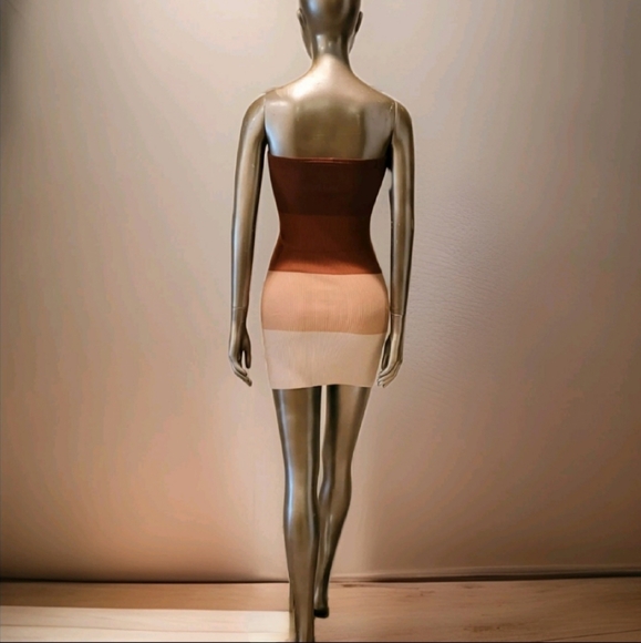 NWT Rib Knit Colorblock Gradient Bodycon Tube Mini Dress Sz M - Picture 5 of 11